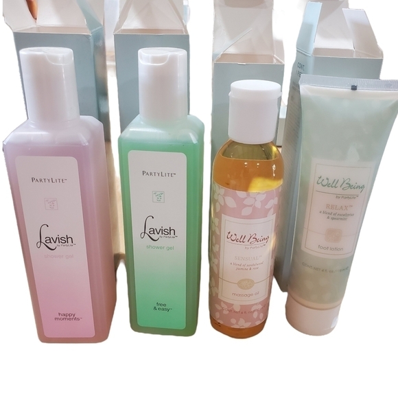 Lot of 4 Partylite Lavish Luxury Pamper Well Being Shower Gel Lotion Massage oil